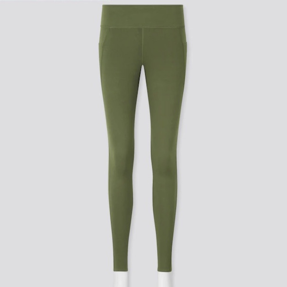 Uniqlo olive green workout leggings with side pockets
